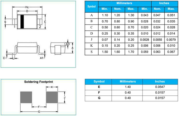 SOD-323 Package Outline & Dimensions