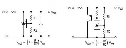 Shunt regulator circuit diagram, large current shunt regulator circuit